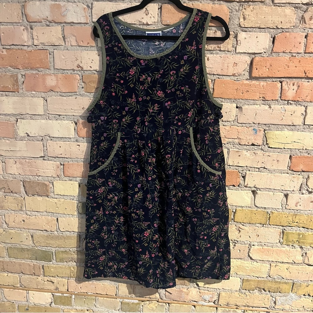 corduroy vintage floral dress size L/XL